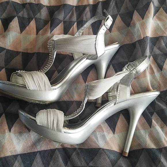 Rhinestone Silver Dress Heels - Picture 4 of 7